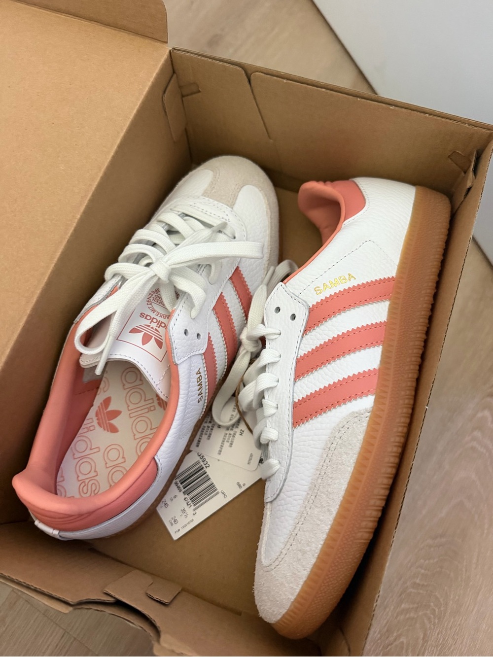 adidas Kids Samba Sneakers - White & Peach